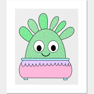 Cute Cactus Design #133: Cute Curious Cactus In Pastel Pot Posters and Art